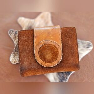 Vintage RARE Sturdy Rumpp Leather Snap Wallet Pockets & Card/Photo Hinged Pages